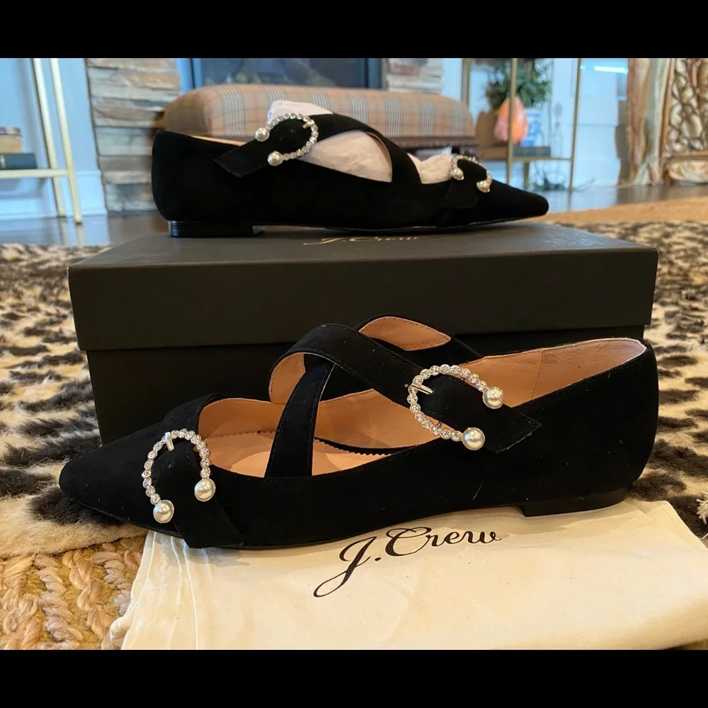 J. Crew Crisscross buckle strap flats in suede - Picture 4 of 9